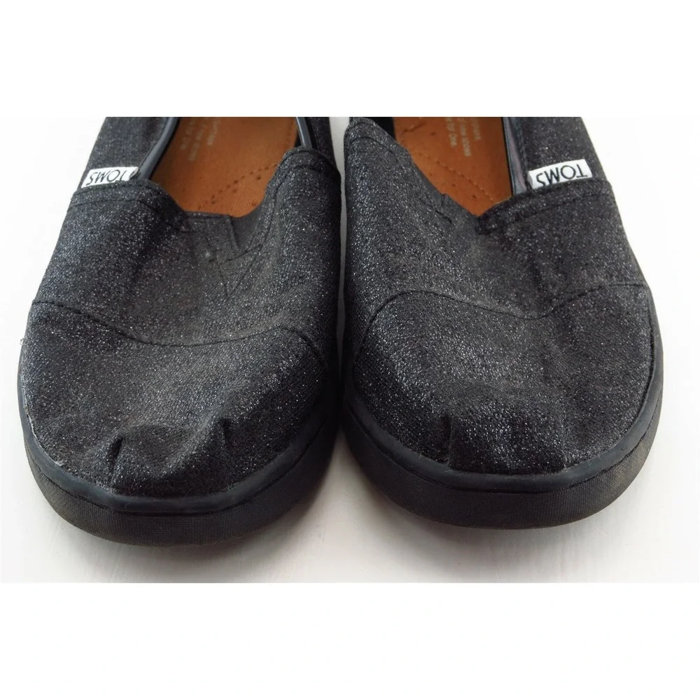 Toms Girls Casual Shoes Size 4.5 Black Fabric Slip On Lightweight‎ Comfort